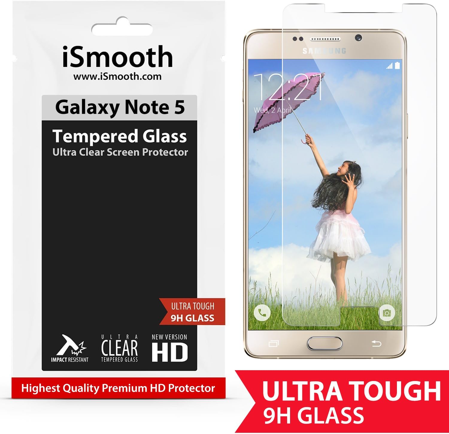 Galaxy Note 5 Screen Protector Premium Tempered Glass Ultra Clear That Gives Optimal Screen Protection Against Scratches And Superb HD Viewing Experience