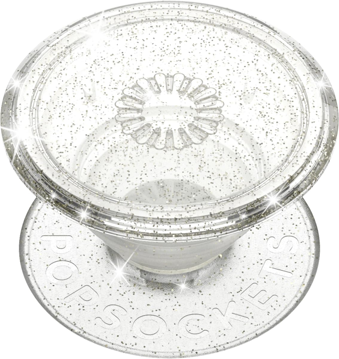 PopSockets Adhesive Phone Grip, Holder, Phone Stand, Glitter - Clear Glitter Silver