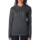 Anvil Women's Lightweight Hooded T-Shirt, Heather Dark Grey/Dark Grey, X-Large