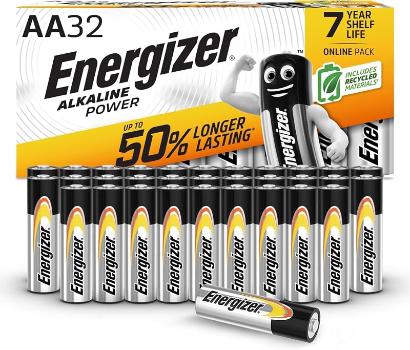 Energizer Alkaline Power AA Batteries 32 Pack Double A 1.5V Long Lasting