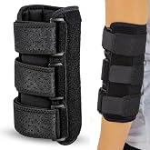 Vive Elbow Splint Brace for Tendonitis, Cubital Tunnel, Sleep Support | Tennis Elbow - 2 Removeable Splints That Stabilize Joint for Pain Relief - Arm Compression Sleeve Immobilizer for Men