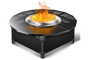 Wanchao 40 in Fire Pit Surround Tabletop for Solo Stove Bonfire and Ranger Wood Burning, Powder-Coated Steel Tabletop for Solo Stove Bonfire Accessories, 24 in Inner, Fits Most Wood Burning Fire Pit.