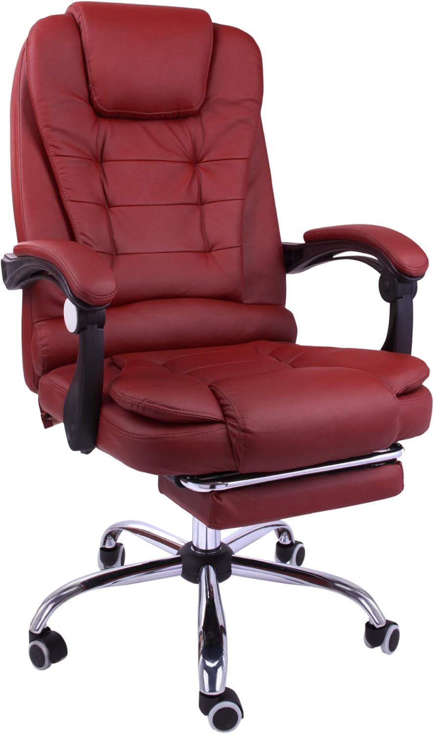Halter Reclining Leather Office Chair, Modern Executive Adjustable Rolling Swivel Chair, Gaming