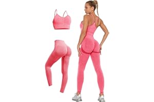 LUBERASU Womens 2 Piece Seamless Workout Sets Butt Lifting Legging with Padded Stretchy Sports Bra Jogging Yoga Gym Outfits