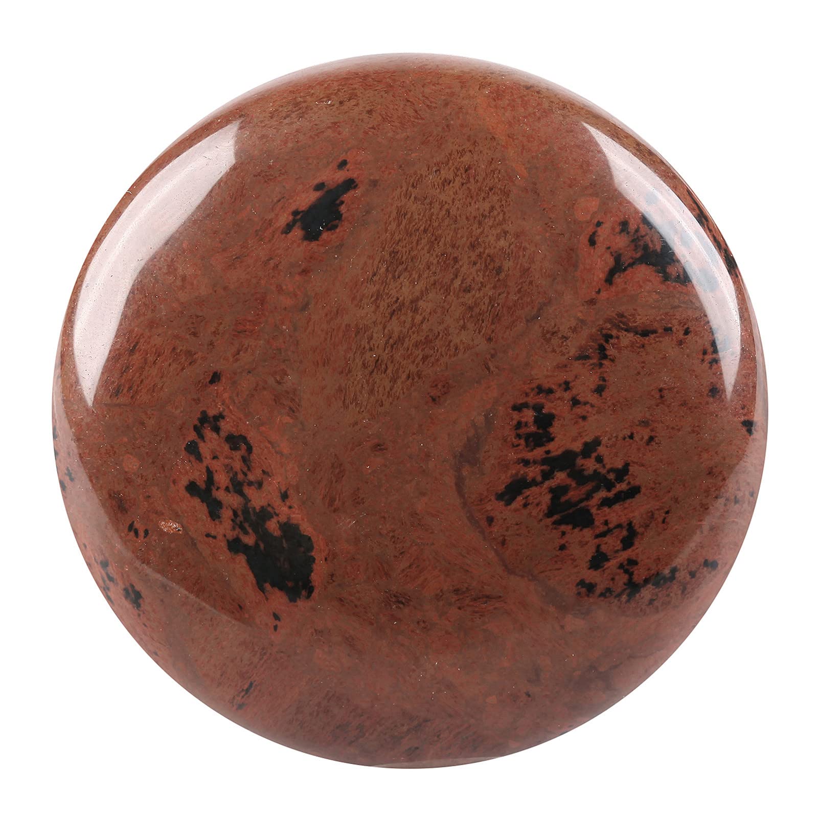 Nupuyai Mahogany Obsidian Round Palm Crystal Worry Stone, Pocket Massage Polished Energy Stone for Healing Stress Relief Meditation 65mm