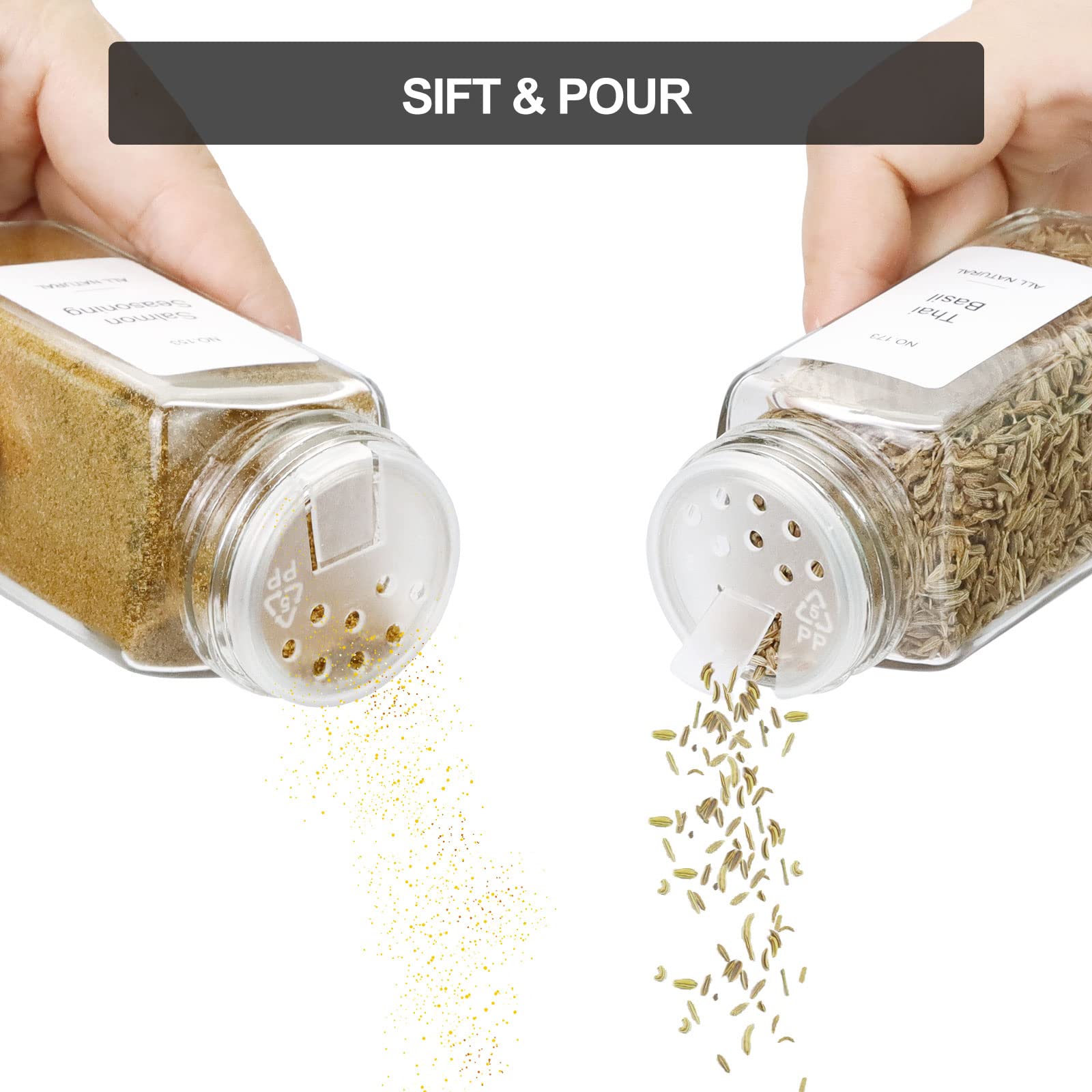 Spice Drawer Organizer with 24 Spice Jars and 216 Labels,Non-slip Rubber, Bamboo 4 Tier Spice Racks Tray Seasoning Containers for Kitchen Drawers,Cabinets,Countertops,13