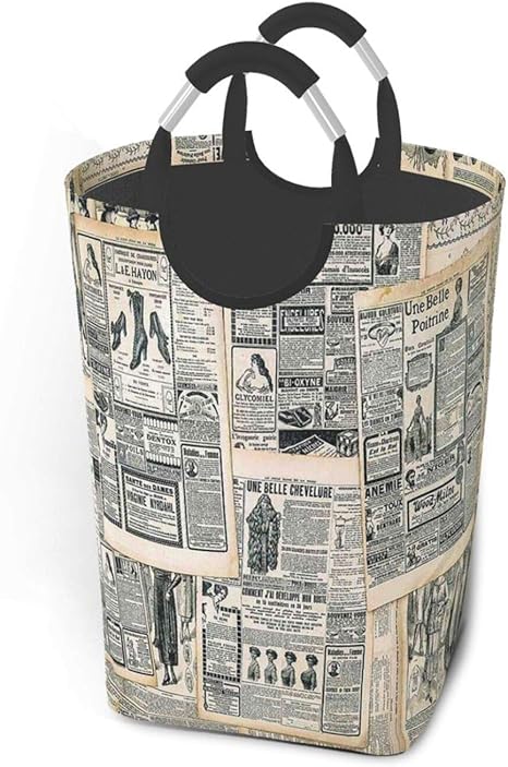 Amazon Co Jp Mimuti ランドリーバスケット ビンテージスタイルのセピア調の昔ながらの新聞印刷 ランドリーバッグ 洗濯かご おりたたみ 洗濯カゴ おしゃれ 収納ボックス おもちゃ収納 ホーム キッチン