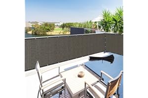 HOUSSITY Zip Cable Ties and 3' x 8' Brown Privacy Screen Fence Cover Panel Shade Cloth Fabric for Chain Link Fence Balcony Deck Patio Pool Railing Porch Playground Yard Garden Farm