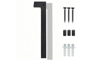 YIPUKIYI 8 Inch Floating Modern House Numbers For Outside Large House Numbers For Outside, Exterior Black Shadow Modern Home Address numbers With Easy Mounting Nail Kits, Visibility Number 1