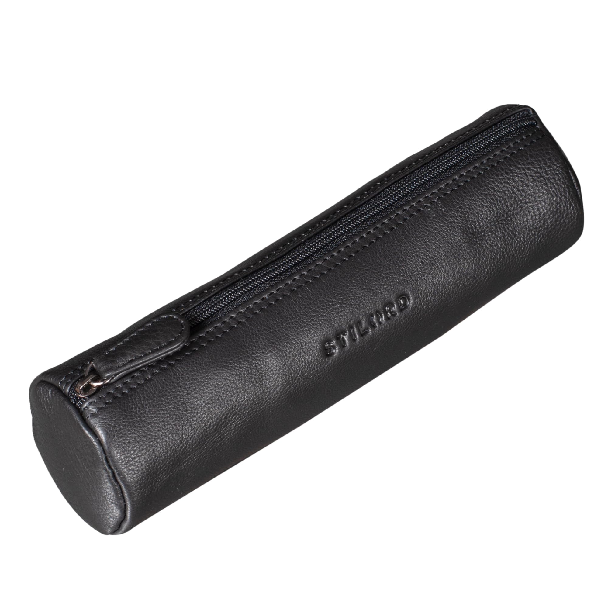 STILORD "Miller" Pencil Roll Case Leather Vintage Pen Pouch Round Organiser for Women Men Stationary Case Slim in Genuine Leather Colour:Black