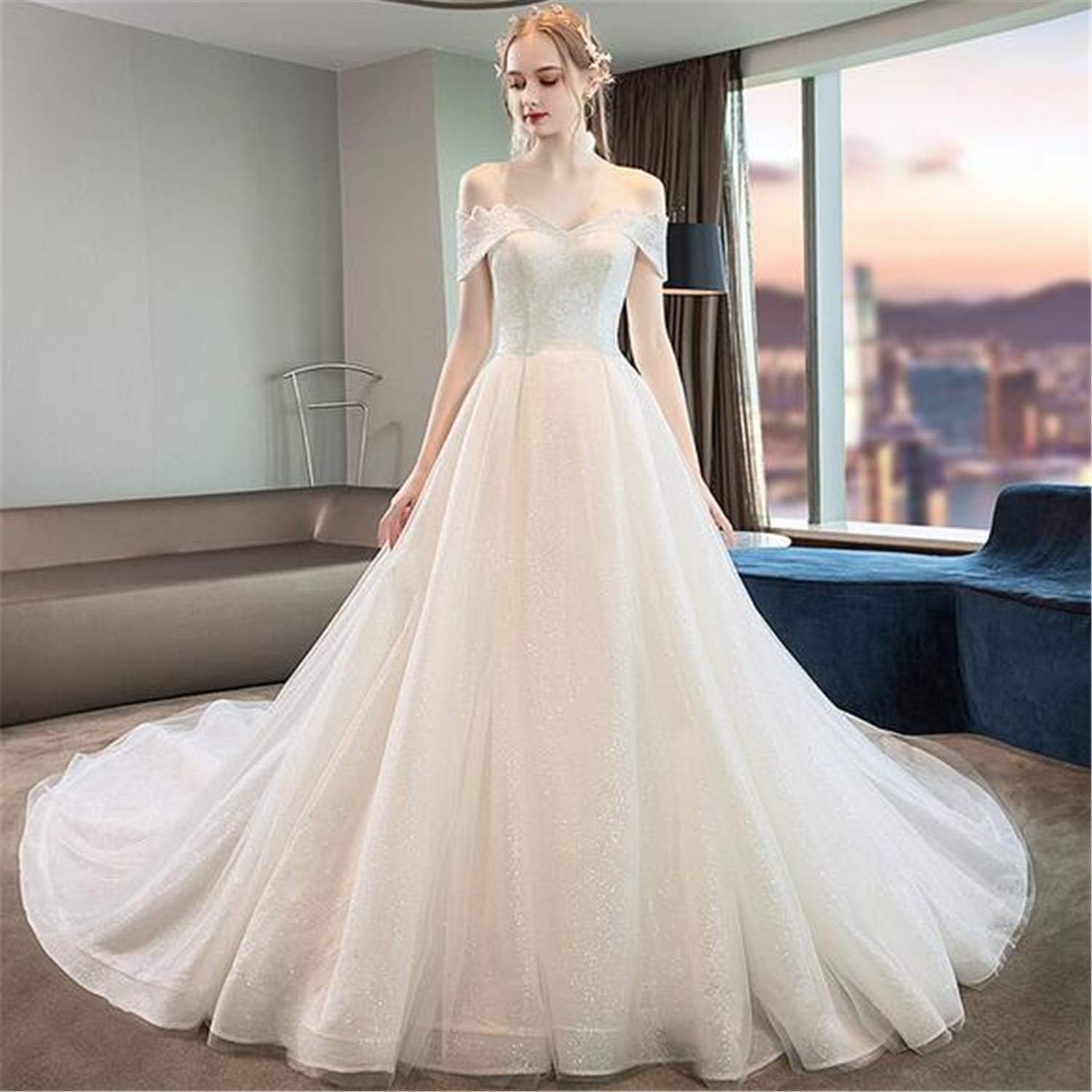 one shoulder a line wedding dress
