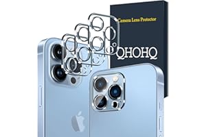 QHOHQ [3 Pack] Tempered Glass Camera Lens Protector for iPhone 13 Pro 6.1" ＆ iPhone 13 Pro Max 6.7", 9H Hardness, Ultra HD, Anti-Scratch, Easy to Install, Case Friendly [Does not Affect Night Shots]