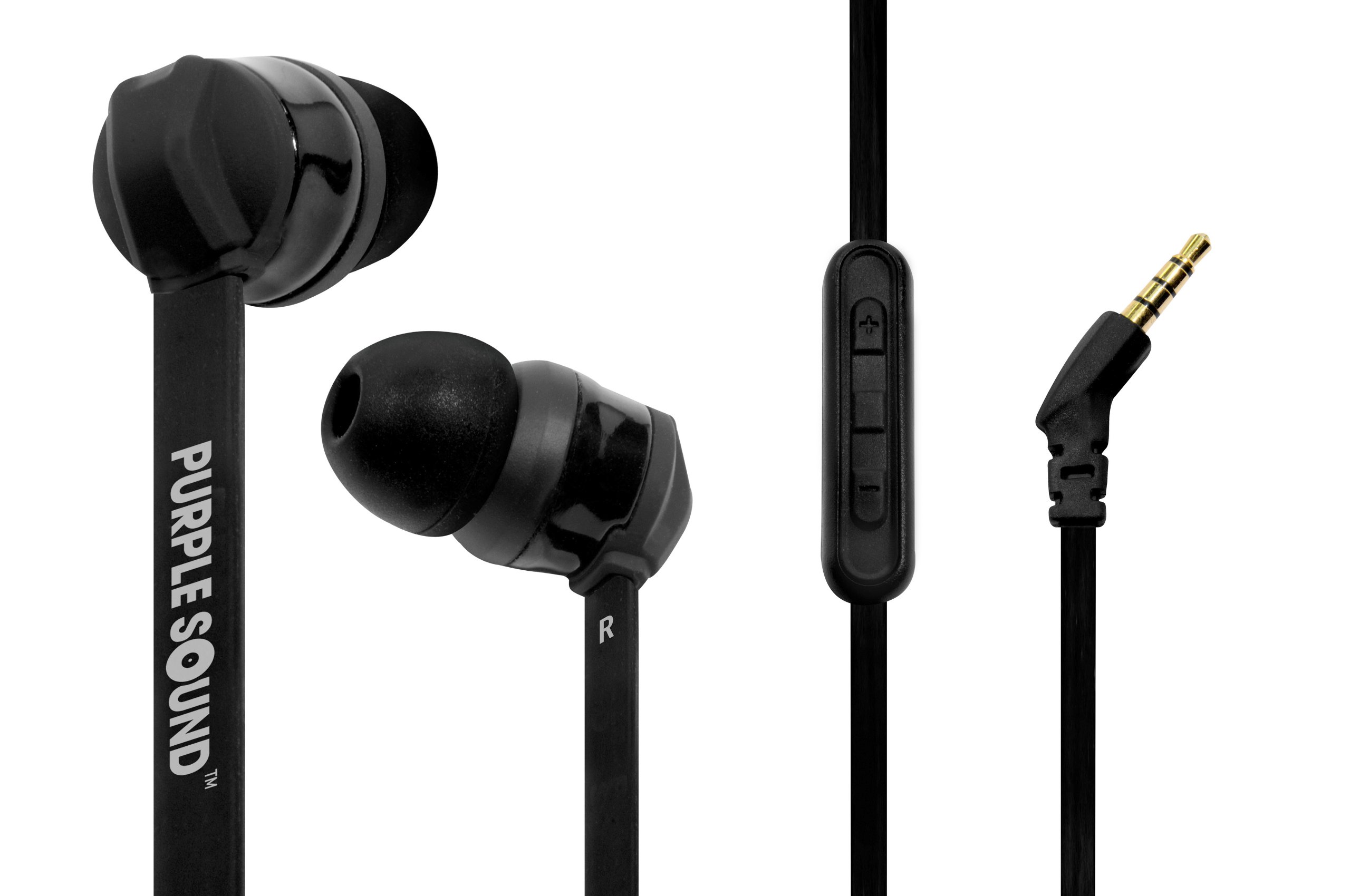 Purple Sound DG002 Tangle Free, Superior Bass Performance Earphones, Made for iPhone/iPad/iPod, with 3-Button Mic & Remote