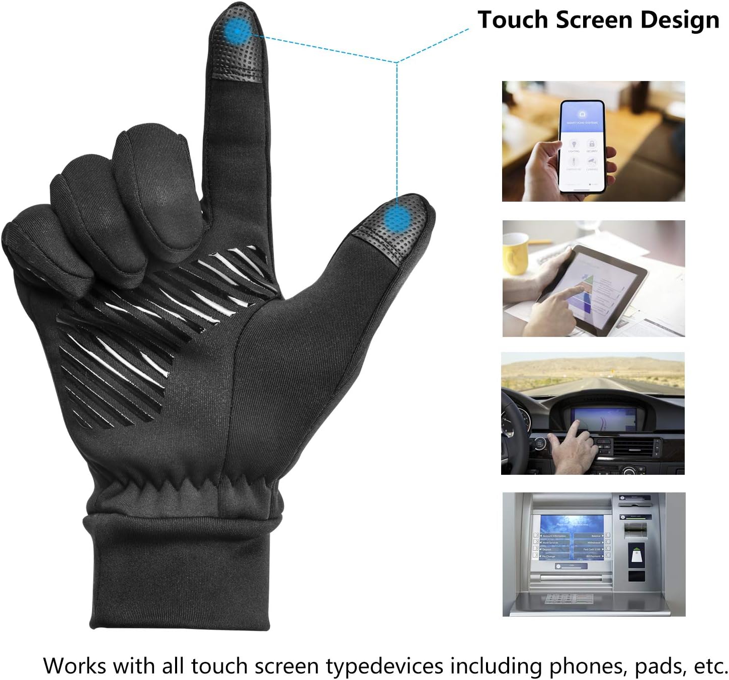 HiCool Winter Gloves, Touch Screen Running Thermal Driving Warm Outdoor Sports Head Gloves for Men Women : Clothing