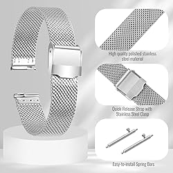 Winfox Stainless Steel Mesh Watch Band for Men