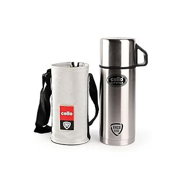 Cello Cup Style Stainless Steel 350ml Flask, Silver