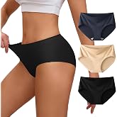 INNERSY Women's Underwear Smooth Hipster Panties 3-Pack | Breathable Briefs, Mid Rise, Lightweight, Full Coverage, Soft Cotton Crotch