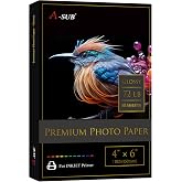 A-SUB RC Photo Paper High Glossy 4x6 Inch, 72lb | 50 Sheets, Single Sided, for Inkjet Printers, for Family Photos, Art Prints