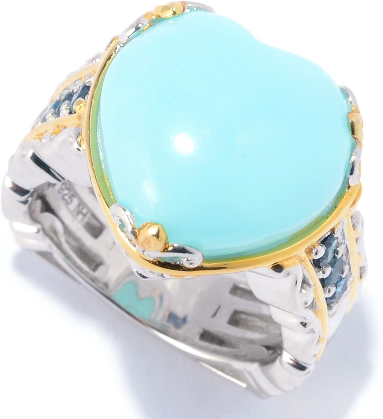 Michael Valitutti Palladium Silver Peruvian Opal & Gemstone Heart Ring