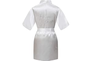 SEALINF Flower Girls' Bridesmaid Pure-Colored Robe with Rhinestones for Bridal Party Wedding Getting Ready