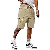 JMIERR Men's Casual Stretch Cargo Shorts Classic Drawstring Elastic Waist Summer Work Short with Multi Pockets