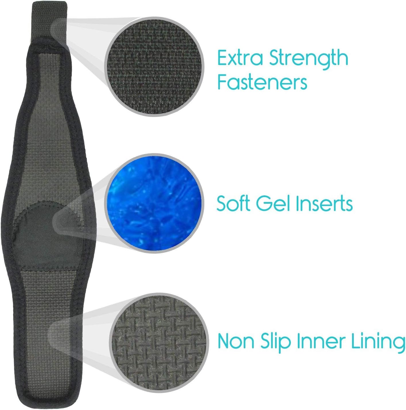 Vive Arch Support Brace (Pair) - Plantar Fasciitis Gel Strap for Men, Woman - Orthotic Compression Support Wrap Aids Foot Pain, High Arches, Flat Feet, Heel Fatigue - Insert for Under Socks (Black): Health & Personal Care