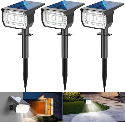 LOTMOS 3Pcs Solar Spotlight Lights 72 LED 3 Modes IP67 Dusk Till Dawn Garden