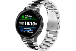 Lamshaw Compatible for Garmin Venu 3S Band, 18mm Stainless Steel Metal Replacement Straps Compatible for Garmin Venu 3S 41mm / Forerunner 265S Smartwatch