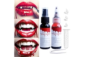 FOFFREO Vampire Teeth Blood for Halloween Decorations: Vampire Fangs Vampire Blood spray and drop for Cosplay Accessories all in one package. Halloween Decor, Halloween Accessories.