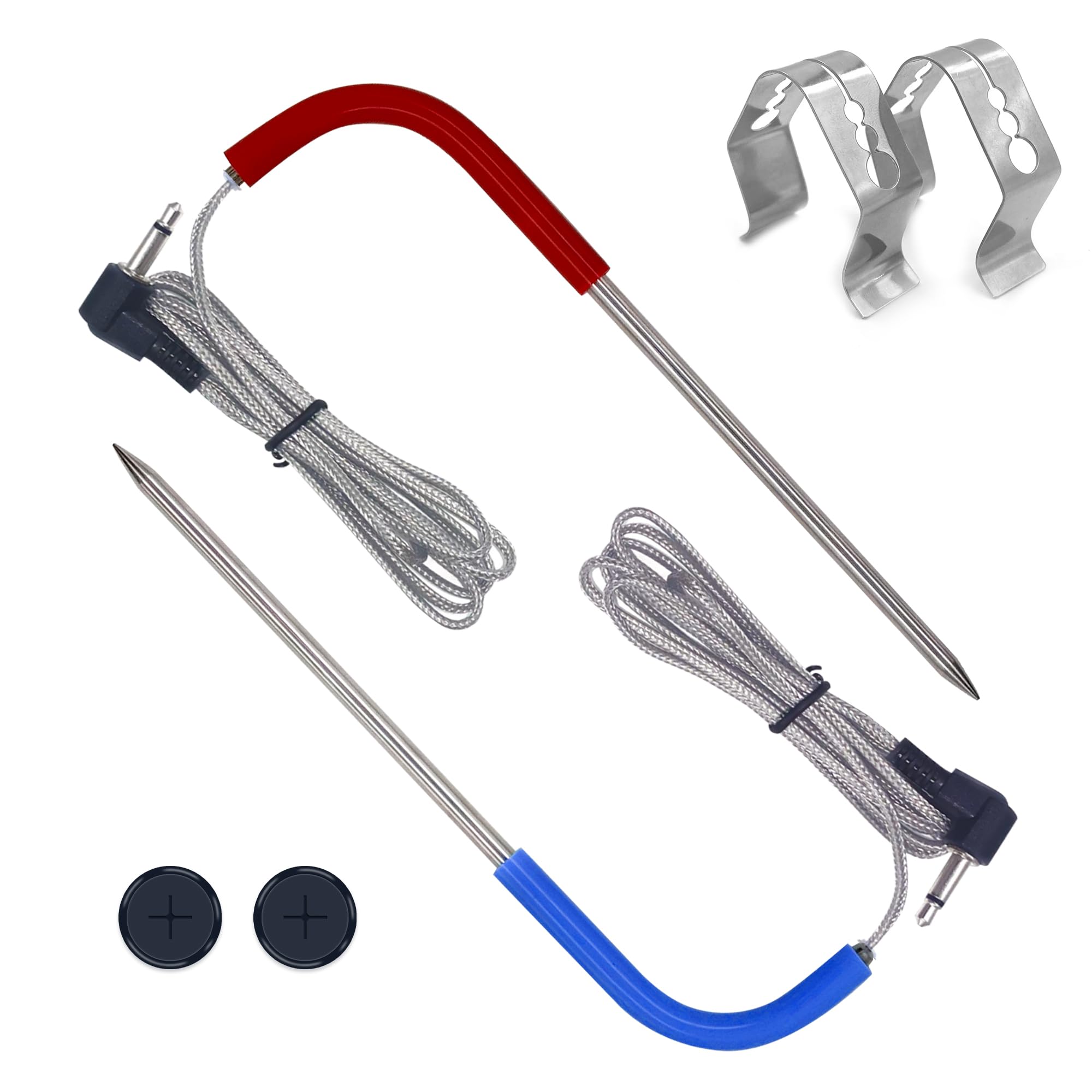 Photo 1 of 2-Pack Meat Temperature Probe Replacement Compatible with Pit Boss Pellet Grills – 3.5mm Plug PT1000 Waterproof Temperature Sensor (1000°F Heat Resistance)
