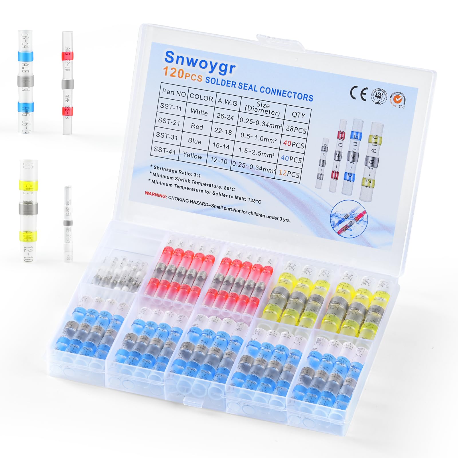Photo 1 of 120PCS Heat Shrink Solder Seal Wire Connectors Kit, Waterproof Butt Connector Heat Shrink Electrical Terminals, Professional Insulated Solderless Wiring Splice Connectors