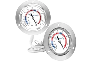 Uharbour Cooler Thermometer Comercial Freezer Thermometer Capillary Design Refrigeration Gauge, Range -40 to 65 ℉ / -40 to 20