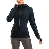 CRZ YOGA Women's Full Zip Hooded Sweatshirts Workout Sweat Jackets Slim Fit Running Track Hoodies with Thumbholes