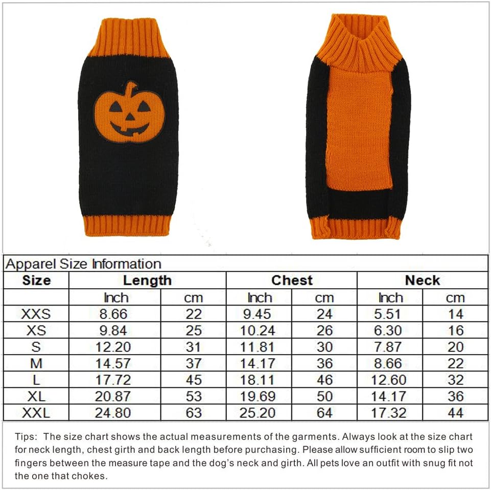 PETCARE Halloween Pet Dog Sweater Pumpkin Striped Knit Jumper Clothes For Dogs Pets Costume Holiday Party for Cat and Puppy(Black Pumpkin,XL) - Image 3