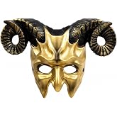 MCJC Devil Goat Horned Mask, Halloween Cosplay Props, Adult Half Face Masquerade Mask, 4 Colors