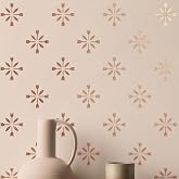 PINKIPO&reg; Marrakesh Bloom - 2 Pieces XL Wall and Floor Stencil for Painting, Reusable Mylar Moroccan Boho Floral Pattern, Edge Stencil Included
