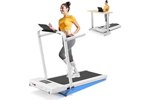 DeerRun Walking Pad Treadmill with Incline and Handle Bar, 4-in-1 Foldable Under Desk Treadmills for Home Small or Office, 300 lbs Capacity 3.0 HP Folding Portable Walking Pad with APP