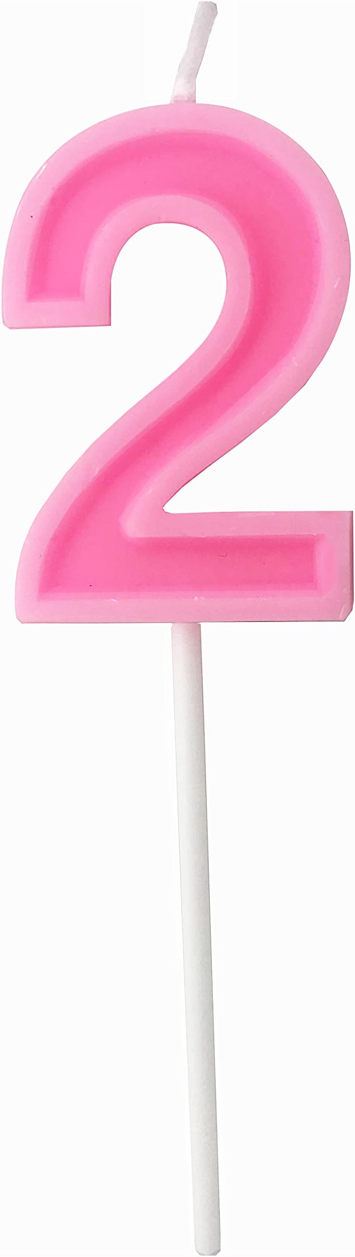 Multicolor Happy Birthday Numeral Candles Number 2 Cake Cupcake Topper Decoration for Adults/Kids Theme Party/Wedding/Memorial Day -Pink Number 2