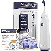 SinuPulse Traveler with 90 Sinuair Packets - Cordless Pulsating Nasal Irrigation Sinus Rinse System, Space Saving Cleaner & R