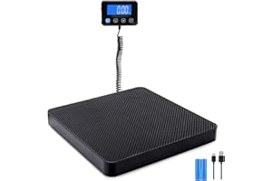 IONSNO Digital Shipping Scale, 5g High Accuracy 440 lb Postal Scale with Hold and Tare Functions for Parcels/Luggage/Home, Silicone Surface, Extended LCD Display, Batteries and AC Adapter Included
