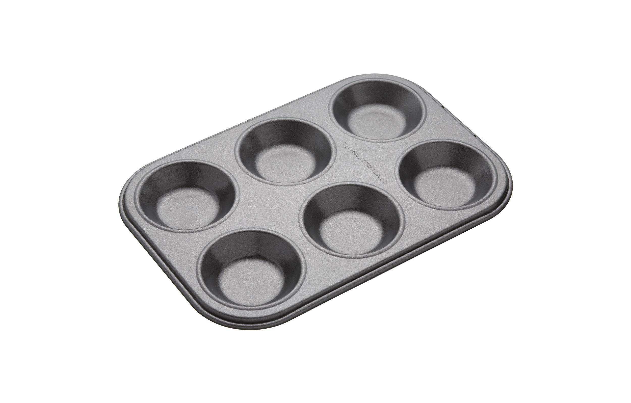 MasterClass KCMCHB59 6 Hole Mince Pie Baking Tray with PFOA Non Stick, Robust 1mm Carbon Steel, 24 x 16cm Jam Tart Tin , Grey