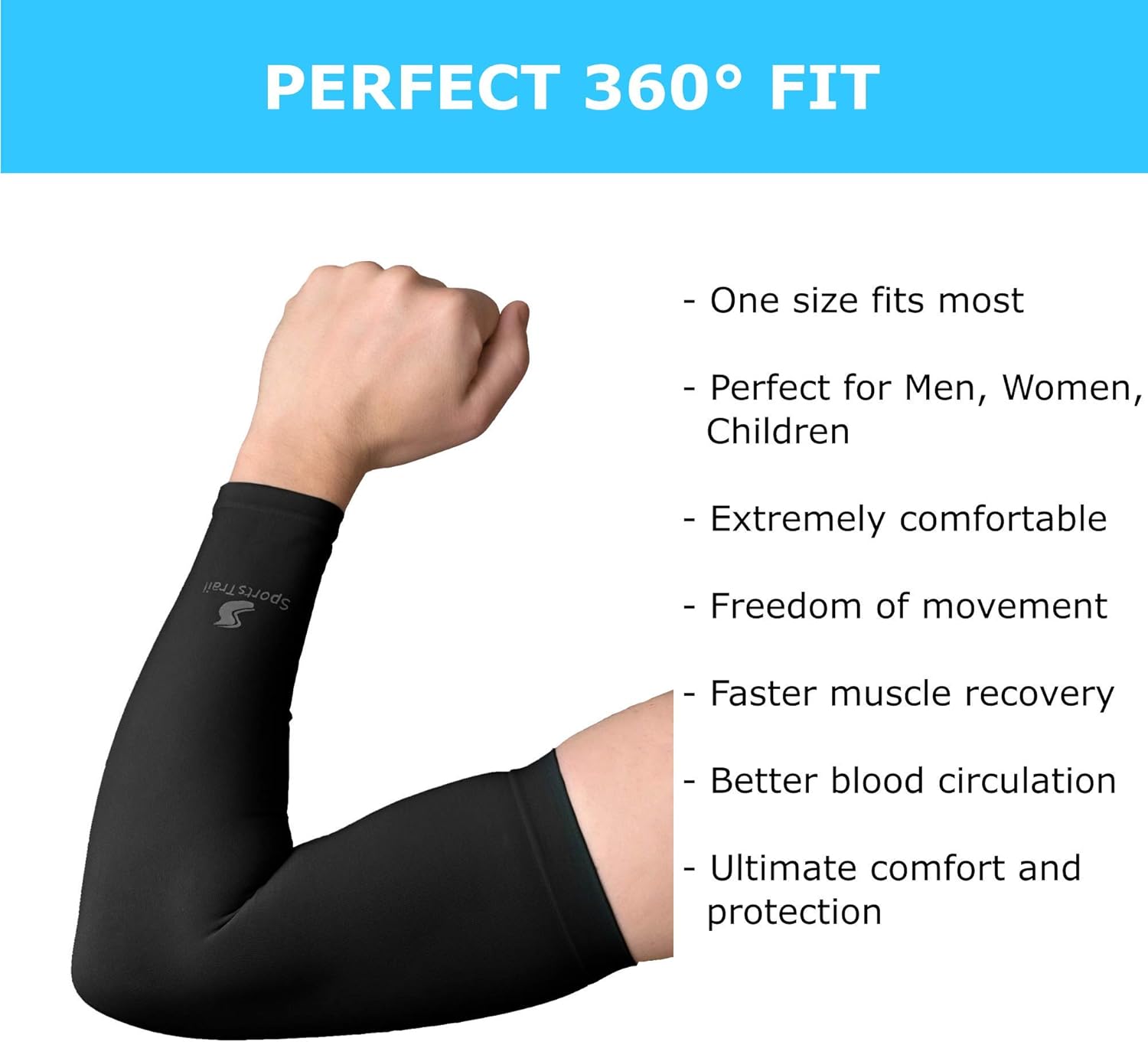 SportsTrail Arm Sleeves for Men & Women, Tatoo Cover up Sleeves to Cover Arms, 1 Pair(Black) : Clothing