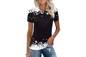 TFSDOD Womens Golf Polo Shirts Collared Short Sleeve T Shirt Lightweight Moisture Wicking Polo Casual 3 Buttons Outfits