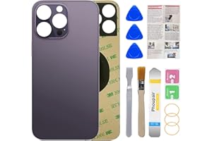 Phoupair OEM Rear Back Glass Replacement for iPhone 14 Pro Max 6.7 Inches with Professional Repair Tool Kit (Deep Purple)