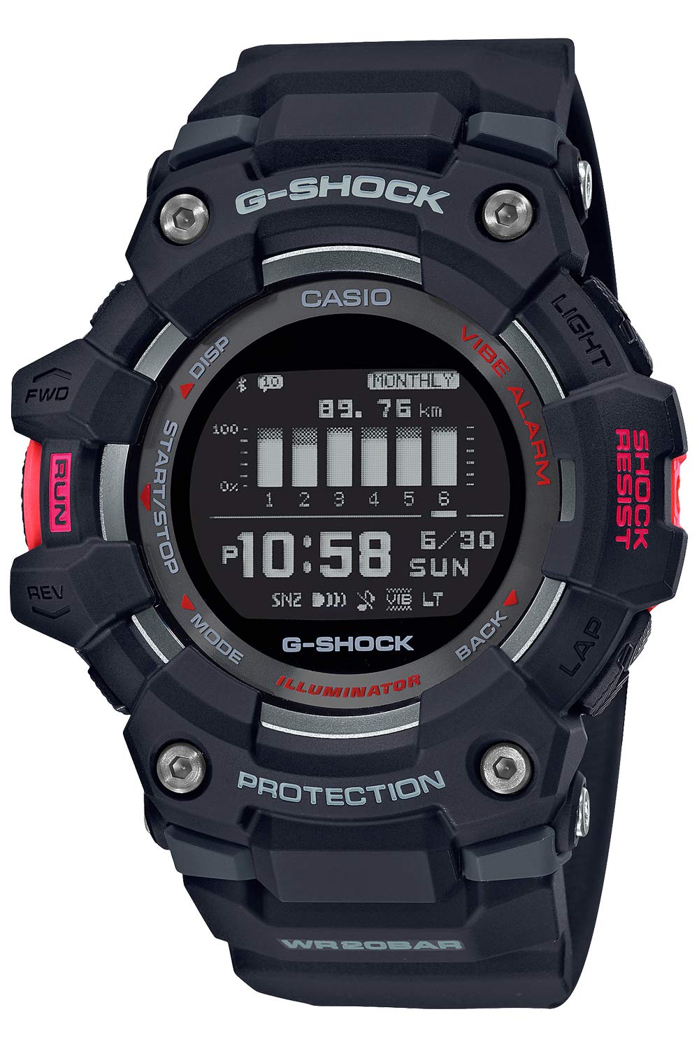 G-SHOCK(ジーショック) Casio G-SQUAD GBD-100 Series Wristwatch, Black, Watch NEW G-SQUAD, Shock Resistant