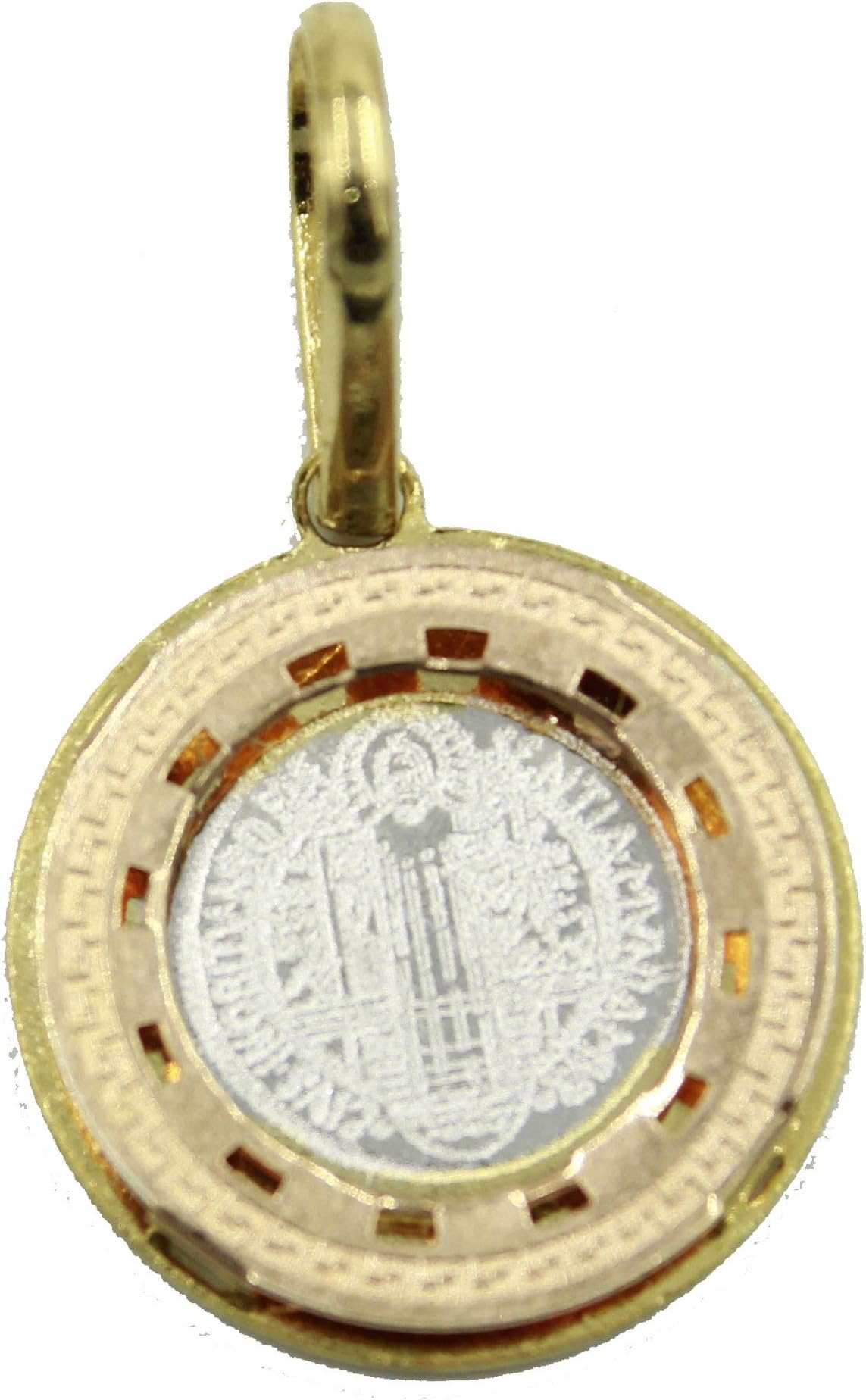 San Benito Medalla - St. Benedict Medal 14k Gold Plated Round Pendant with 18 Inch Chain