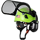 Aolamegs Safe Chainsaw Helmet with Face Shield and Ear Muffs Visor-Vented Arborist Helmet with Hearing Protection & Mesh Full Face Mask,OSHA Approved Forestry Helmet with Safety Goggles Ear Protection