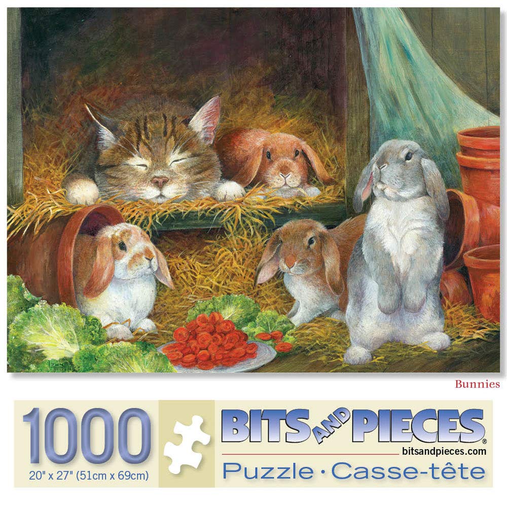 Bits and Pieces - Bunnies 1000 Piece Jigsaw Puzzles For Adults - Each Puzzle Measures 20" X 27" - 1000 Pc Jigsaws By Artist Lynne Jones