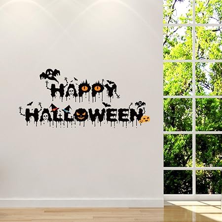 Amazon De Halloween Wandaufkleber Zum Selbermachen Von Blood Happy Halloween Buchstaben Aufkleber Ornament Entfernbar Vinyl Aufkleber Fur Zuhause Wand Tur Auto Deko Spukhaus Partyzubehor 91 4 X 41 9 Cm