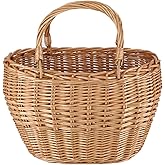 JJSQ Wicker Picnic Basket with Handles Woven Garden Harvest Market Basket Wicker Flower Basket for Storage Easter